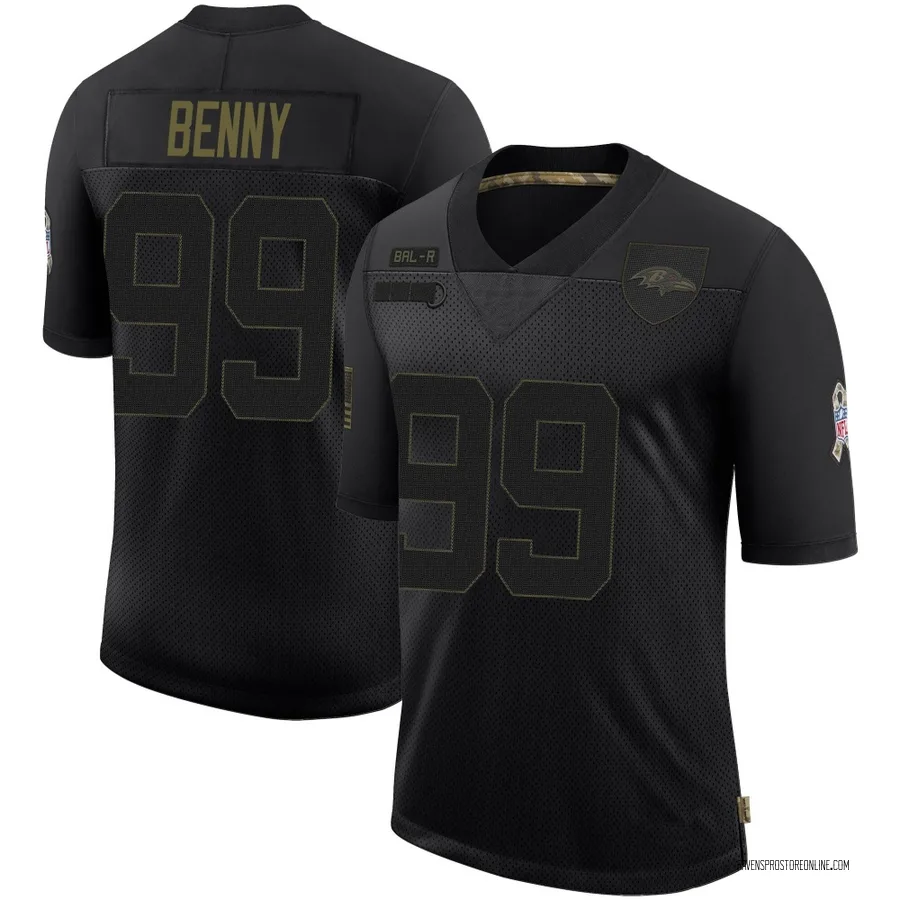 Rayshaun Benny Baltimore Ravens Men's Limited 2020 Salute To Service Nike Jersey - Black