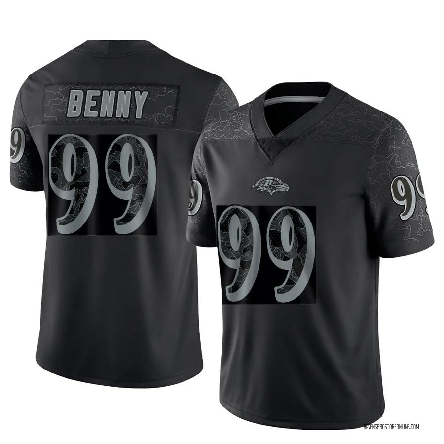 Rayshaun Benny Baltimore Ravens Men's Limited Reflective Nike Jersey - Black