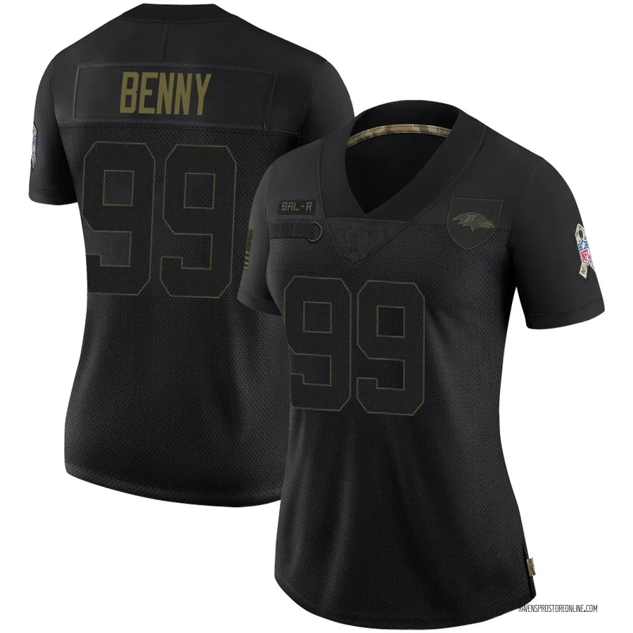 Rayshaun Benny Baltimore Ravens Women's Limited 2020 Salute To Service Nike Jersey - Black
