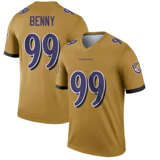 Rayshaun Benny Baltimore Ravens Youth Legend Inverted Nike Jersey - Gold
