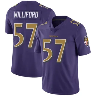 Reid Williford Baltimore Ravens Men's Limited Color Rush Vapor Untouchable Nike Jersey - Purple