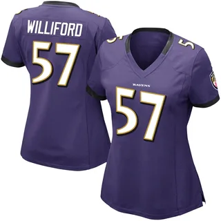 Reid Williford Baltimore Ravens Women's Limited Team Color Vapor Untouchable Nike Jersey - Purple
