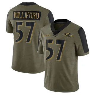 Reid Williford Baltimore Ravens Youth Limited 2021 Salute To Service Nike Jersey - Olive