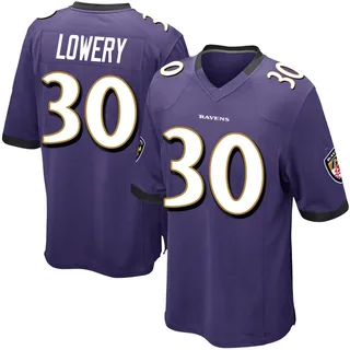 Reuben Lowery Baltimore Ravens Men's Game Team Color Nike Jersey - Purple