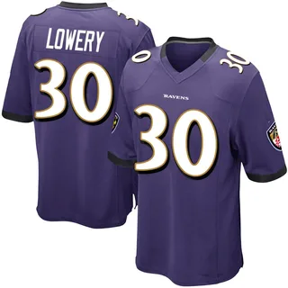 Reuben Lowery Baltimore Ravens Youth Game Team Color Nike Jersey - Purple