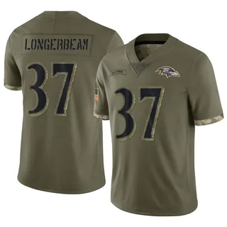 Robert Longerbeam Baltimore Ravens Men's Limited 2022 Salute To Service Nike Jersey - Olive