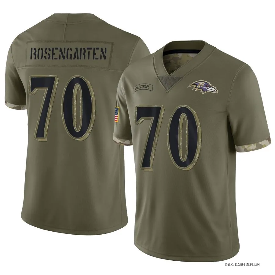 Roger Rosengarten Baltimore Ravens Youth Limited 2022 Salute To Service Nike Jersey - Olive