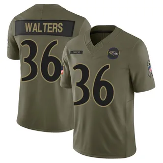 Silas Walters Baltimore Ravens Youth Limited 2025 Salute to Service Nike Jersey - Olive