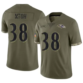 Sone Ntoh Baltimore Ravens Men's Limited 2022 Salute To Service Nike Jersey - Olive