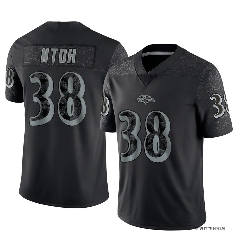 Sone Ntoh Baltimore Ravens Men's Limited Reflective Nike Jersey - Black