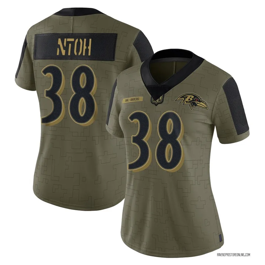 Sone Ntoh Baltimore Ravens Women's Limited 2021 Salute To Service Nike Jersey - Olive