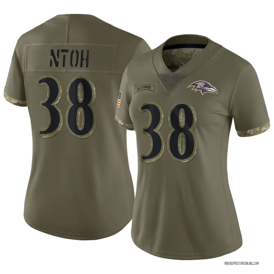 Sone Ntoh Baltimore Ravens Women's Limited 2022 Salute To Service Nike Jersey - Olive