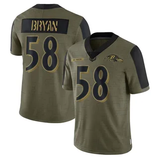 Taven Bryan Baltimore Ravens Men's Limited 2021 Salute To Service Nike Jersey - Olive