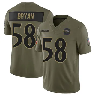 Taven Bryan Baltimore Ravens Men's Limited 2025 Salute to Service Nike Jersey - Olive