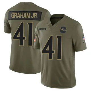 Thomas Graham Jr. Baltimore Ravens Men's Limited 2025 Salute to Service Nike Jersey - Olive