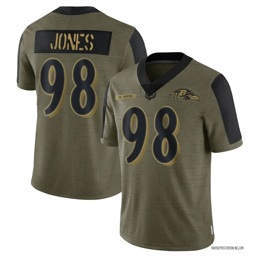 Travis Jones Baltimore Ravens Men's Limited 2021 Salute To Service Nike Jersey - Olive