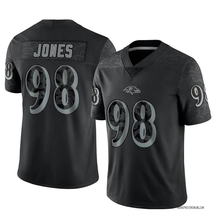 Travis Jones Baltimore Ravens Men's Limited Reflective Nike Jersey - Black