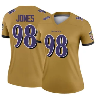 Travis Jones Baltimore Ravens Women's Legend Inverted Nike Jersey - Gold