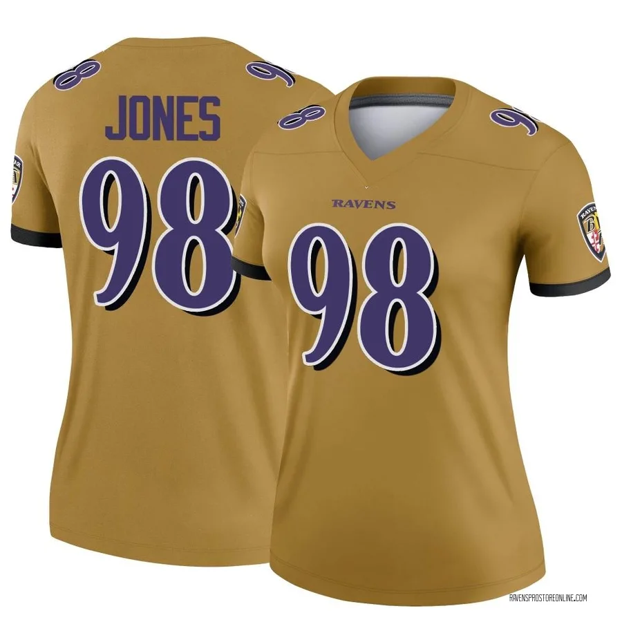 Travis Jones Baltimore Ravens Women's Legend Inverted Nike Jersey - Gold