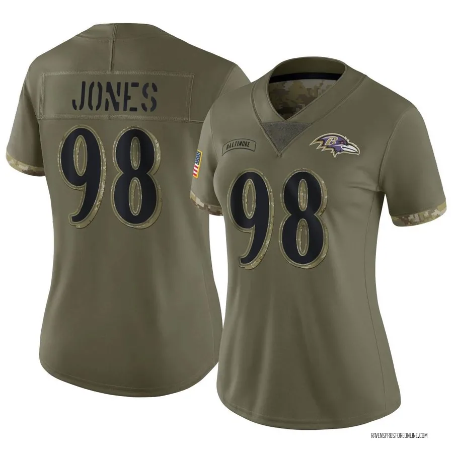 Travis Jones Baltimore Ravens Women's Limited 2022 Salute To Service Nike Jersey - Olive