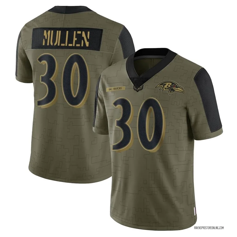 Trayvon Mullen Baltimore Ravens Men's Limited 2021 Salute To Service Nike Jersey - Olive