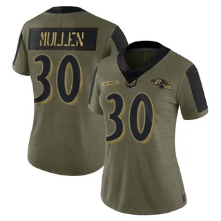 Trayvon Mullen Baltimore Ravens Women's Limited 2021 Salute To Service Nike Jersey - Olive