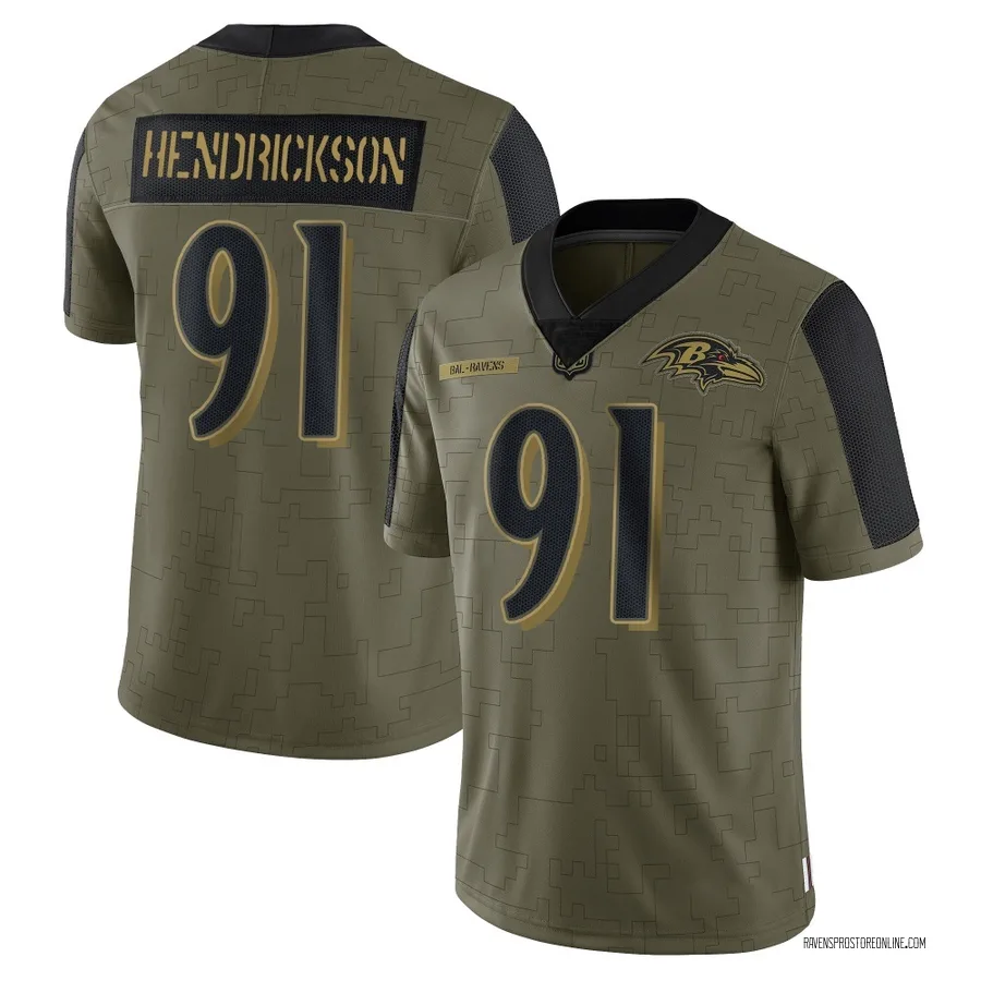 Trey Hendrickson Baltimore Ravens Men's Limited 2021 Salute To Service Nike Jersey - Olive