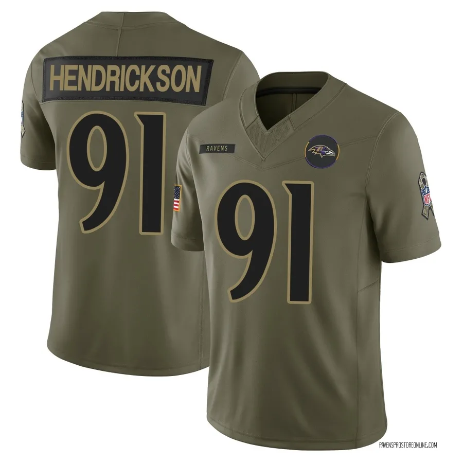 Trey Hendrickson Baltimore Ravens Men's Limited 2025 Salute to Service Nike Jersey - Olive