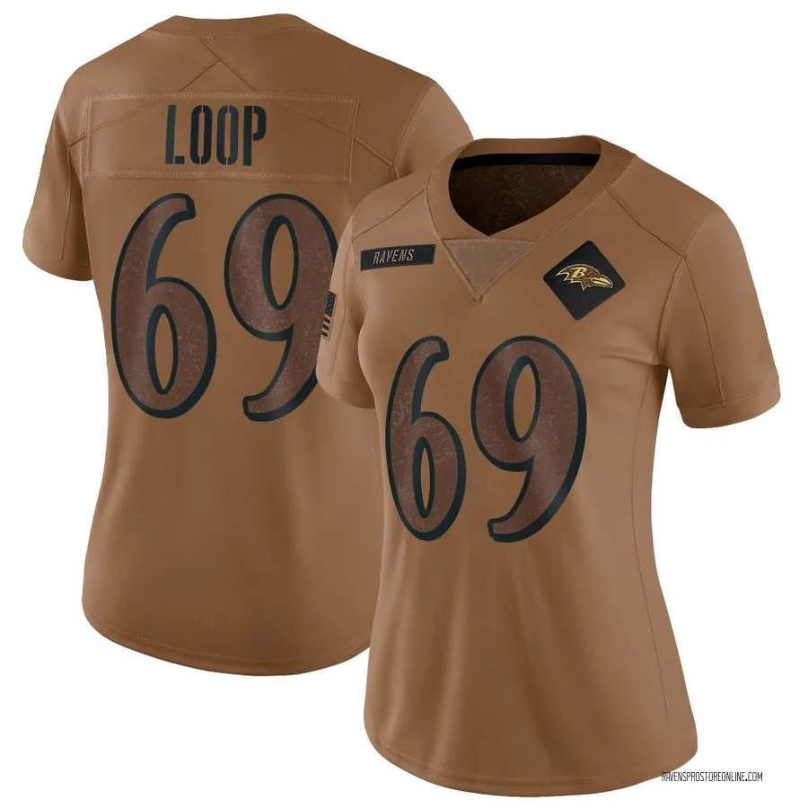 Tyler Loop Baltimore Ravens Women's Limited 2023 Salute To Service Nike Jersey - Brown
