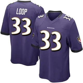 Tyler Loop Baltimore Ravens Youth Game Team Color Nike Jersey - Purple