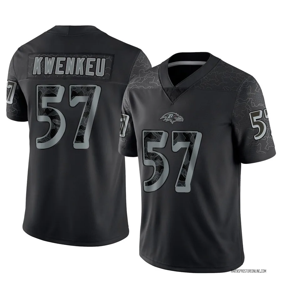 William Kwenkeu Baltimore Ravens Men's Limited Reflective Nike Jersey - Black