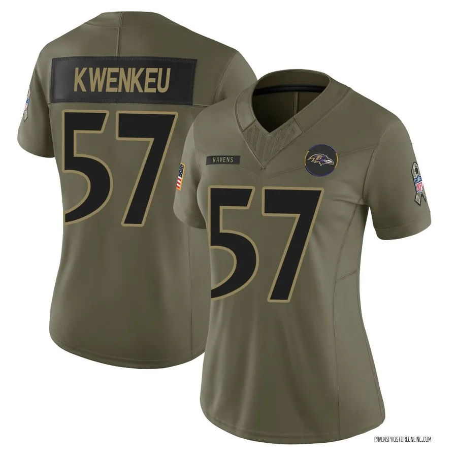 William Kwenkeu Baltimore Ravens Women's Limited 2025 Salute to Service Nike Jersey - Olive