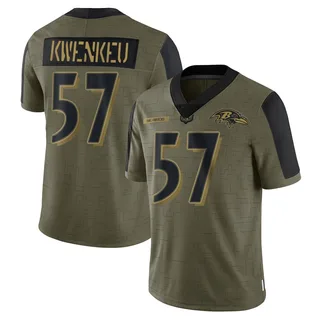 William Kwenkeu Baltimore Ravens Youth Limited 2021 Salute To Service Nike Jersey - Olive