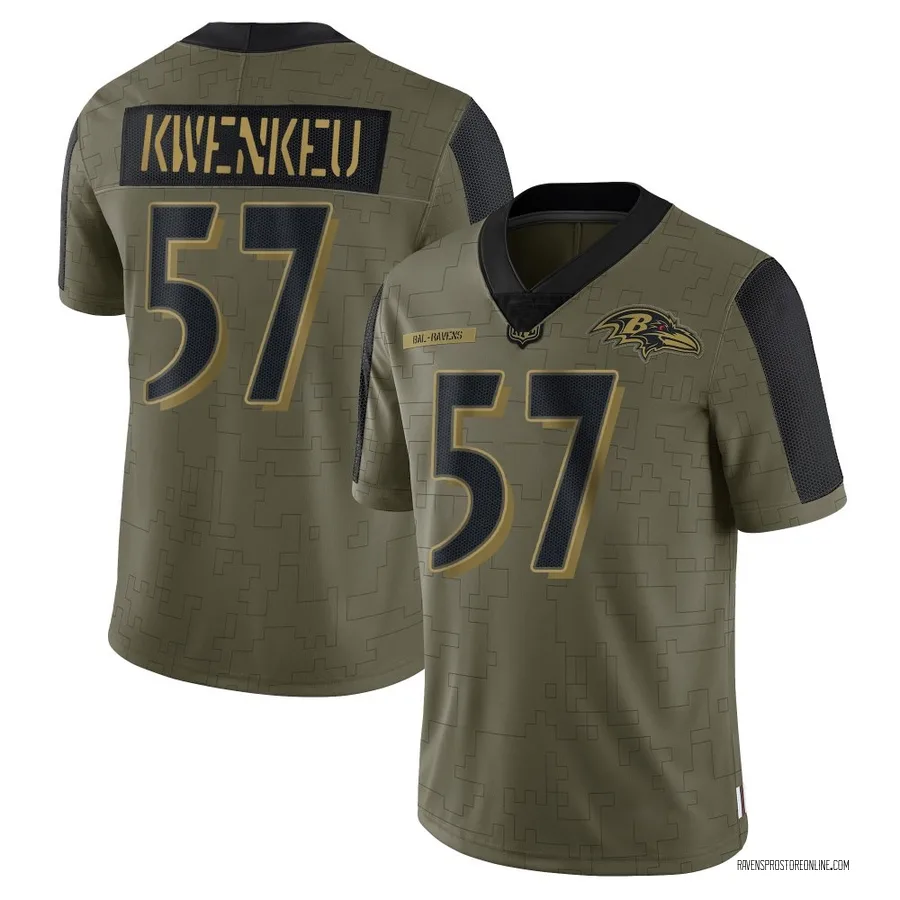 William Kwenkeu Baltimore Ravens Youth Limited 2021 Salute To Service Nike Jersey - Olive