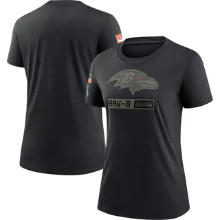 Women's Baltimore Ravens Black 2020 Salute To Service Performance T-Shirt