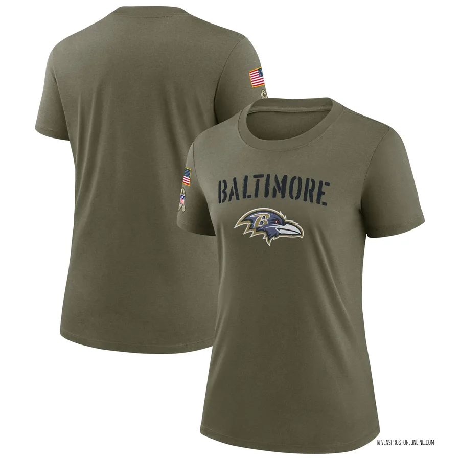 Women's Baltimore Ravens Olive 2022 Salute To Service Legend T-Shirt
