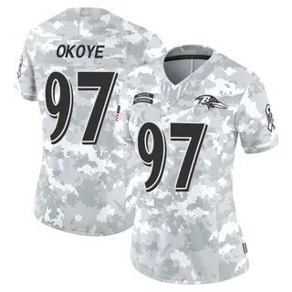Women's CJ Okoye Baltimore Ravens Women's Limited Arctic Camo 2024 Salute to Service Nike Jersey