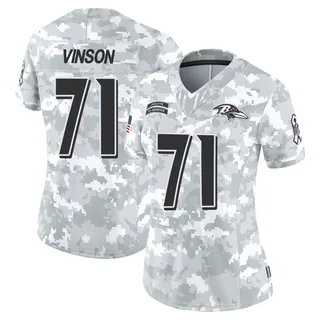 Women's Carson Vinson Baltimore Ravens Women's Limited Arctic Camo 2024 Salute to Service Nike Jersey