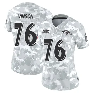 Women's Carson Vinson Baltimore Ravens Women's Limited Arctic Camo 2024 Salute to Service Nike Jersey