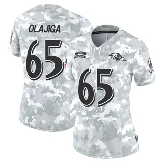 Women's David Olajiga Baltimore Ravens Women's Limited Arctic Camo 2024 Salute to Service Nike Jersey