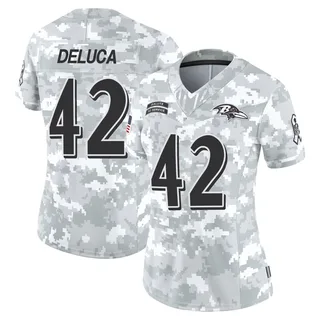 Women's Dominic DeLuca Baltimore Ravens Women's Limited Arctic Camo 2024 Salute to Service Nike Jersey