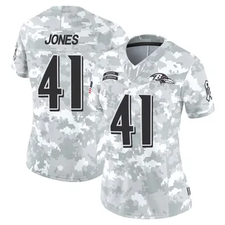 Women's Dre'Mont Jones Baltimore Ravens Women's Limited Arctic Camo 2024 Salute to Service Nike Jersey