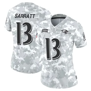 Women's Elijah Sarratt Baltimore Ravens Women's Limited Arctic Camo 2024 Salute to Service Nike Jersey