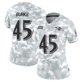 Women's Ethan Burke Baltimore Ravens Women's Limited Arctic Camo 2024 Salute to Service Nike Jersey