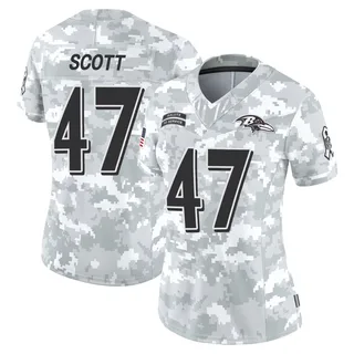Women's Lucas Scott Baltimore Ravens Women's Limited Arctic Camo 2024 Salute to Service Nike Jersey