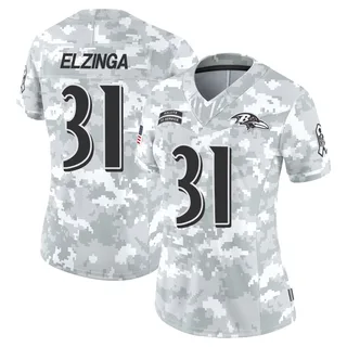 Women's Luke Elzinga Baltimore Ravens Women's Limited Arctic Camo 2024 Salute to Service Nike Jersey