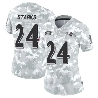 Women's Malaki Starks Baltimore Ravens Women's Limited Arctic Camo 2024 Salute to Service Nike Jersey