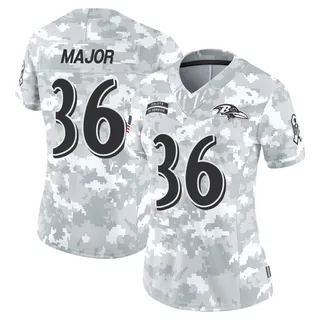 Women's Marcus Major Baltimore Ravens Women's Limited Arctic Camo 2024 Salute to Service Nike Jersey