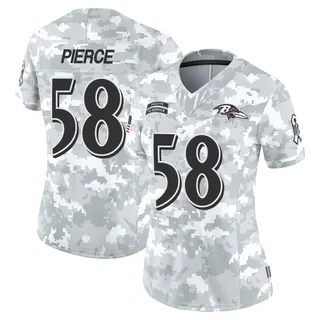 Women's Michael Pierce Baltimore Ravens Women's Limited Arctic Camo 2024 Salute to Service Nike Jersey