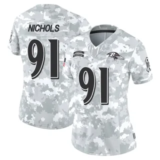 Women's Rayshad Nichols Baltimore Ravens Women's Limited Arctic Camo 2024 Salute to Service Nike Jersey